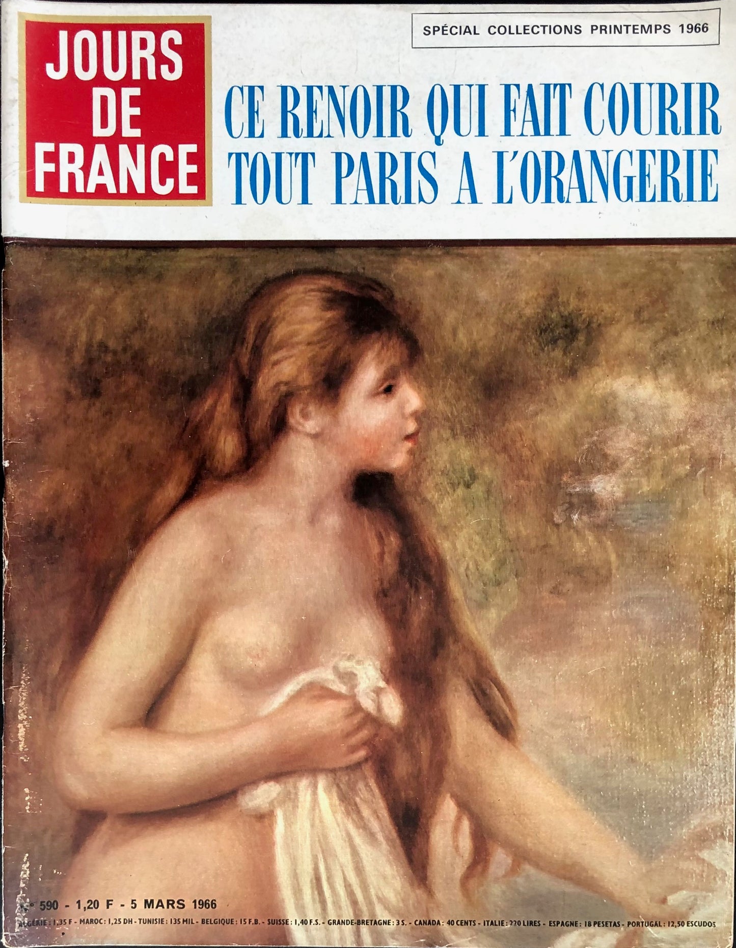 Jours de France 5 March 1966 - Auguste Renoir