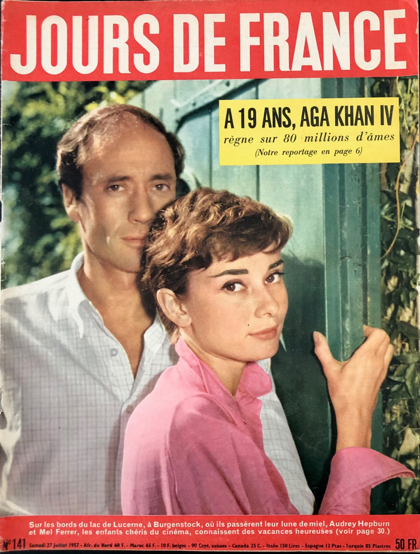 Jours de France 27 July 1957 - Audrey Hepburn - Mel Ferrer